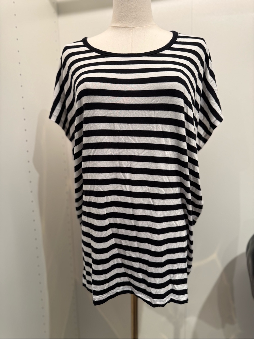 Michael Kors Black and White Striped Short Sleeve Tee